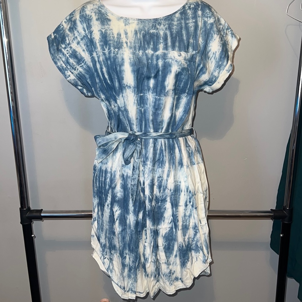Ann Taylor Loft Tie Dye Midi Dress with Tie